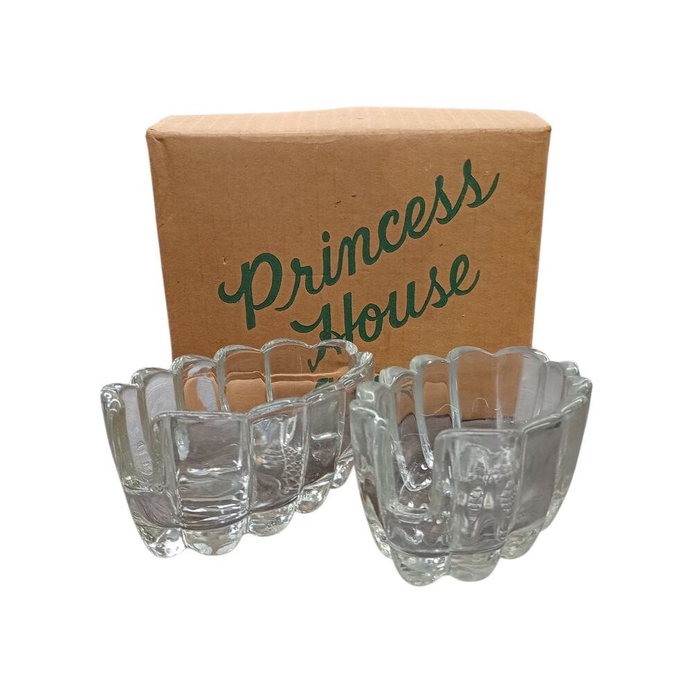 Lot of 2 Princess House Crystal Utensil Spoon & Fork Rest Holders #438 Vintage